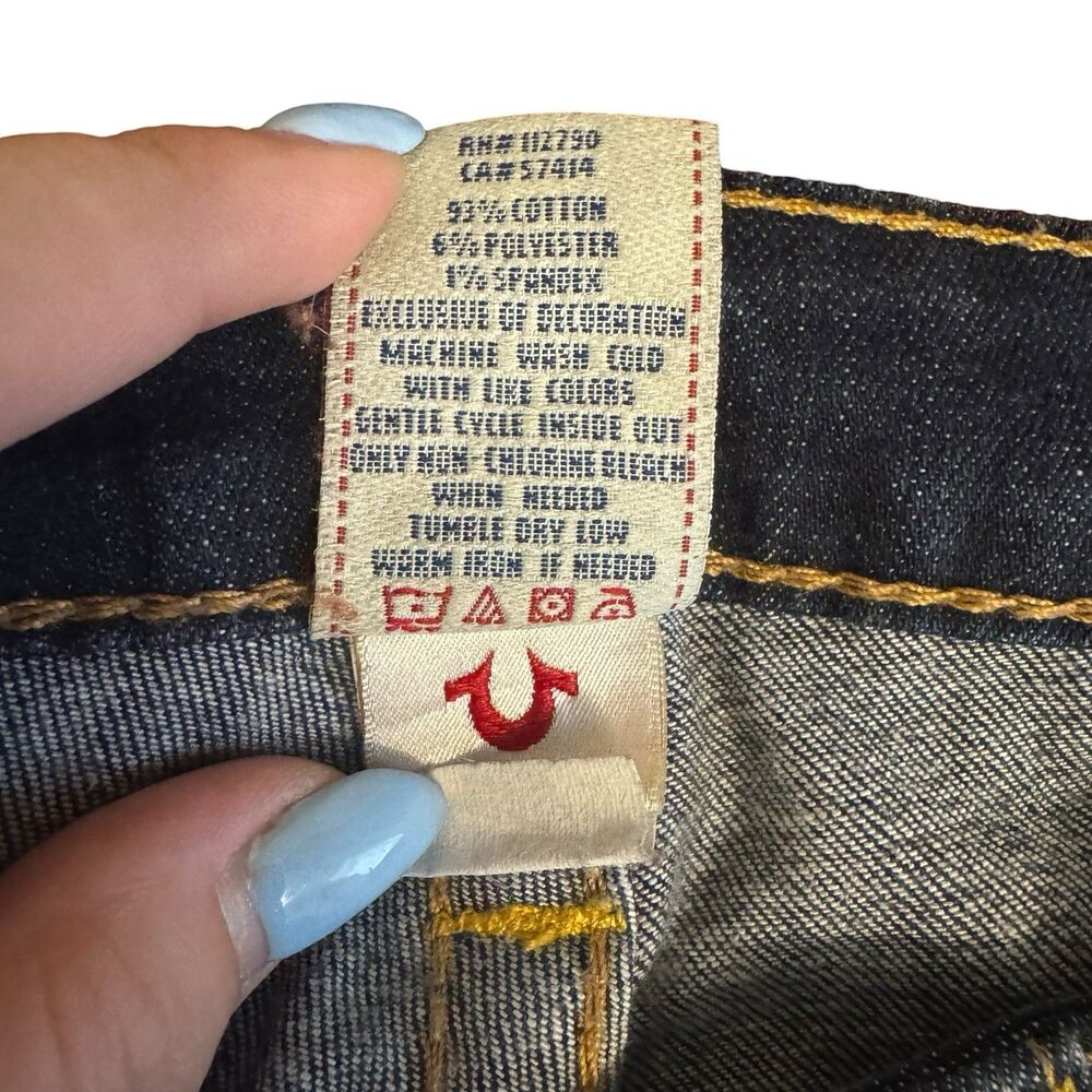 True Religion Jeans Women’s Avery Low Rise Straight Leg Sz 24 Dark Wash Stretch - Picture 4 of 7